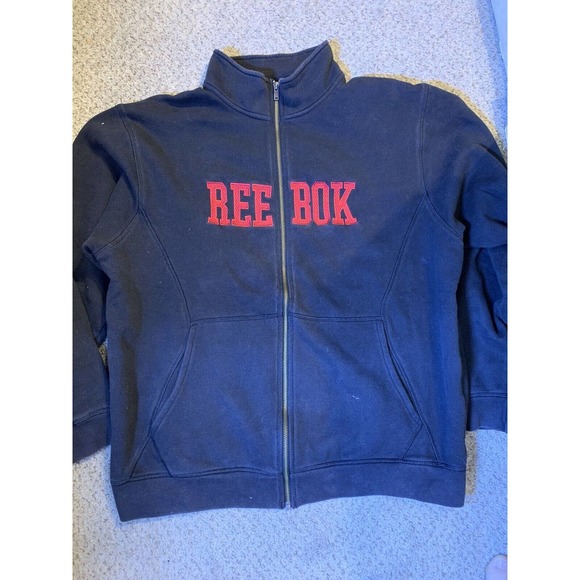 Reebok Full Zip Sweatshirt Red Black Size XLarge Mens Heavyweight 1979 - Picture 1 of 8